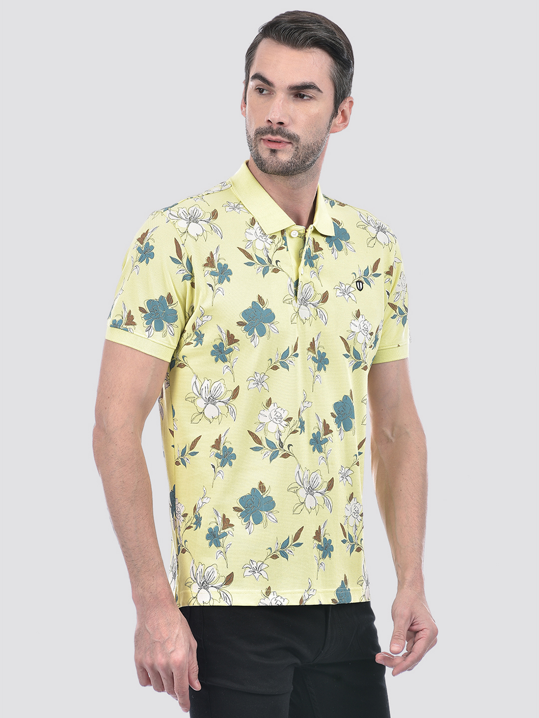 Numero Uno Men Floral Print Yellow T-Shirt